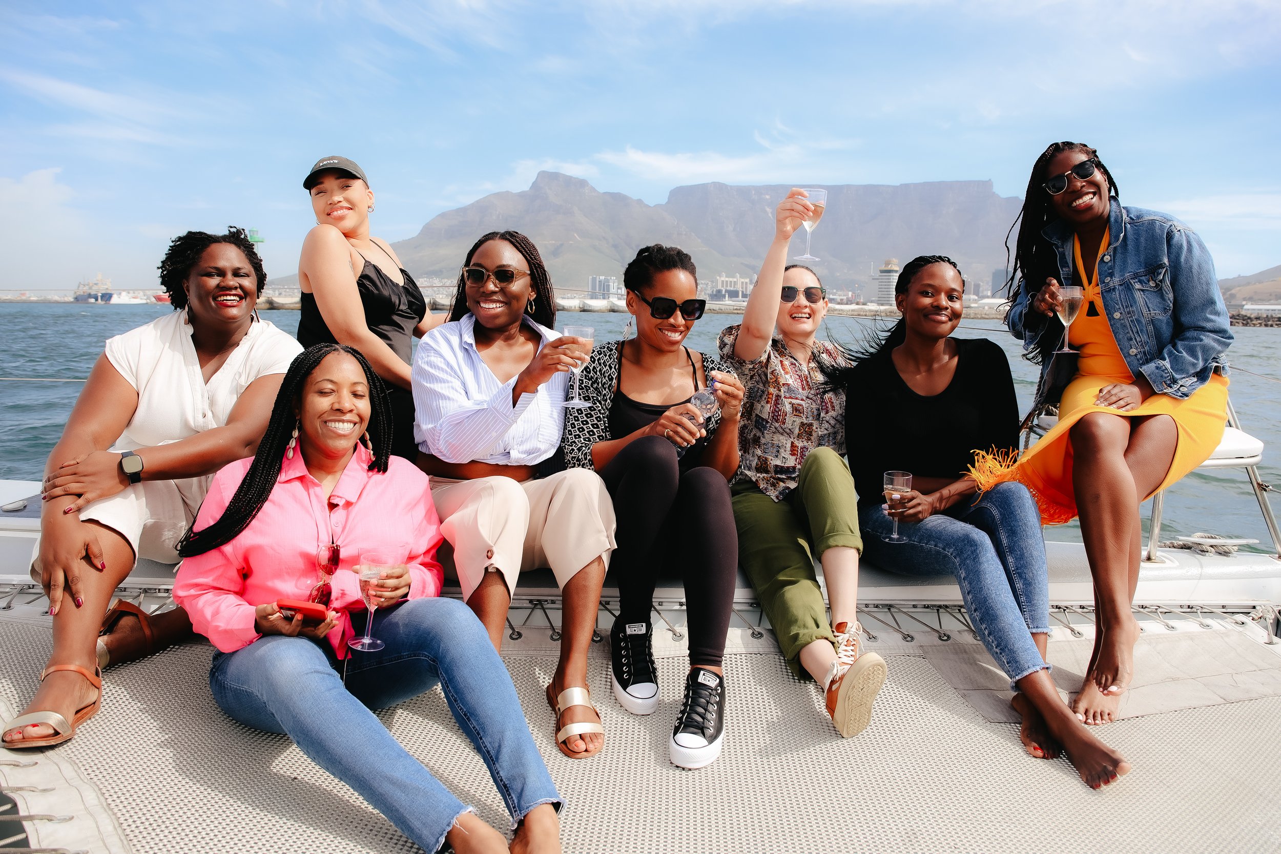 Real girls travel group on dunes and beach outing